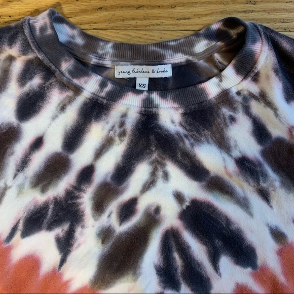 Young Fabulous & Broke Sweatshirt Boho Coral Purple Tie-Dye Crew Neck Women’s XS - Picture 4 of 14